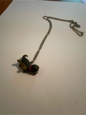 Small girls clay dog necklace with googly eyes
